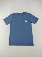 Carhartt Shirt Mens Small Blue Relaxed Fit Pocket Logo Workwear Tee Crewneck