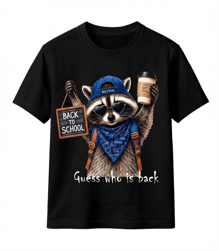 Funny Trash Panda Teacher T Shirt Guess Who Is Back Back To School Coffee