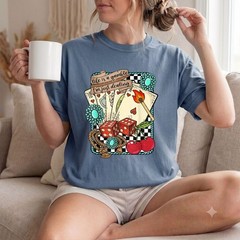 Comfort Colors®Life is a Gamble I’m Just Dealing Retro Turquoise Western T-Shirt