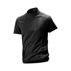 Men’s Polyester Spandex Short Sleeve Half-Zip Stand Collar Tee for Four Seasons