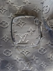 Rare LOUIS VUITTON Monogram Logo 3D Zipper Pocket T Shirt Gray Large PTP 23″