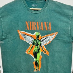 Nirvana In Utero T-Shirt Mens XL Faded Green Grunge Kurt Cobain Band Tee 2021