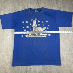 Vintage 90s Discovery Channel Store Polar Bears Blue T-Shirt USA Men’s Size XL
