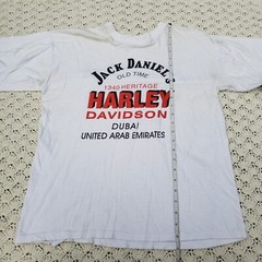 Vtg Harley Davidson Jack Daniels Dubai UAE Graphic Motorcycle T Shirt White