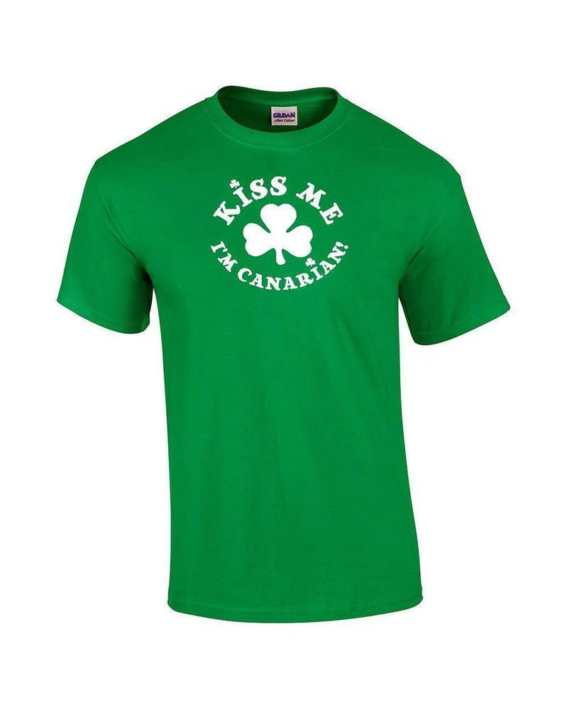 Kiss Me I’m CANARIAN T-Shirt St. Patrick’s Day Beer Drinking Bar 100%Cotton