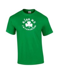 Kiss Me I’m CANARIAN T-Shirt St. Patrick’s Day Beer Drinking Bar 100%Cotton