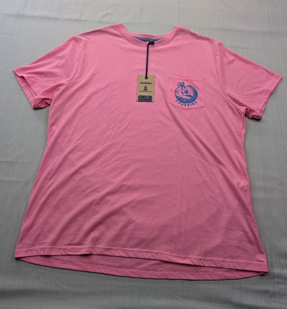 New Mens Chubbies Surfer POCKET TShirt Size XL Hot Pink