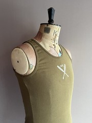 Mil-Tec Tank Top Vest Mens Size M Olive Green Cotton Graphic Print