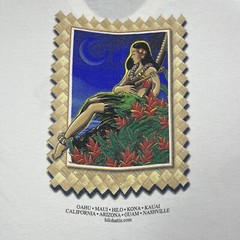 Vintage 90s Hilo Hattie Hawaiian Aloha Hula Girl Beach Guitar Shirt Men’s Large