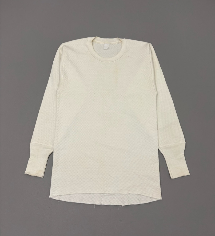 Vintage 70s Jockey Thermal Shirt Mens Cream Long Sleeve Waffle Knit Undershirt