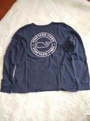 Vineyard Vines Men’s Blue Crew Neck Long Sleeve Pocket Whale Logo Tee Size M