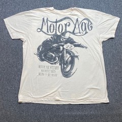 Motor Age Speedway Motorcycle Graphic TShirt Sz XXL Mens Cream Biker Retro 1931