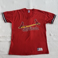 Vintage Russell Athletic V Neck Baseball T-Shirt Men’s L St Louis Cardinals 1998