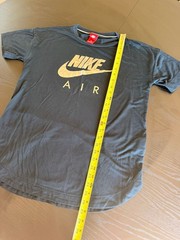 Vintage Nike Air Women’s Metallic Gold Logo Curved Hem T-Shirt