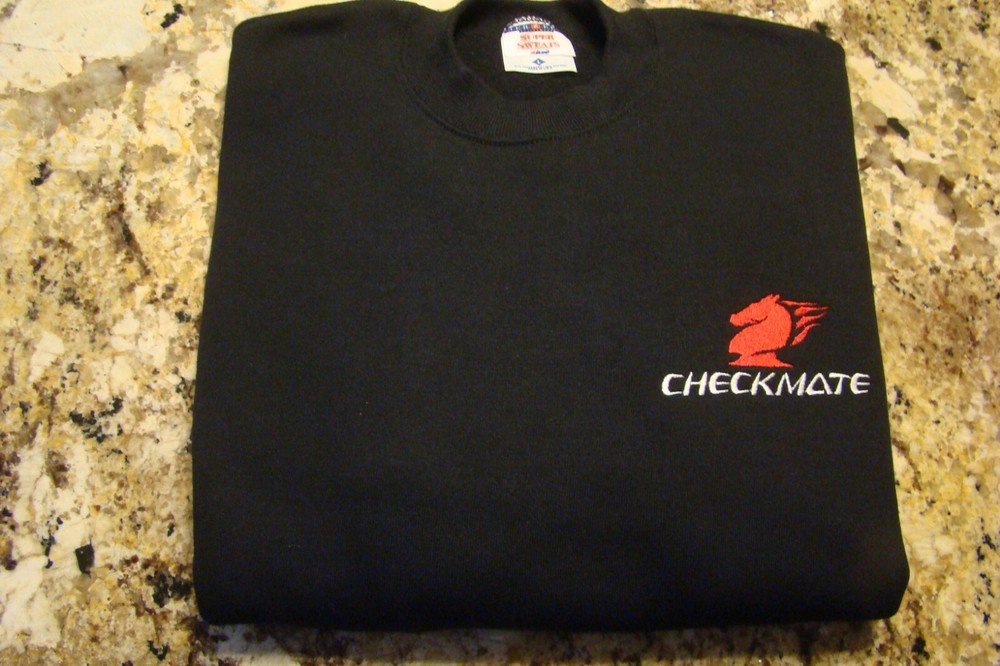 Checkmate Knight Boat Logo Black w/Red + White Size Large T-Shirt Embroidered