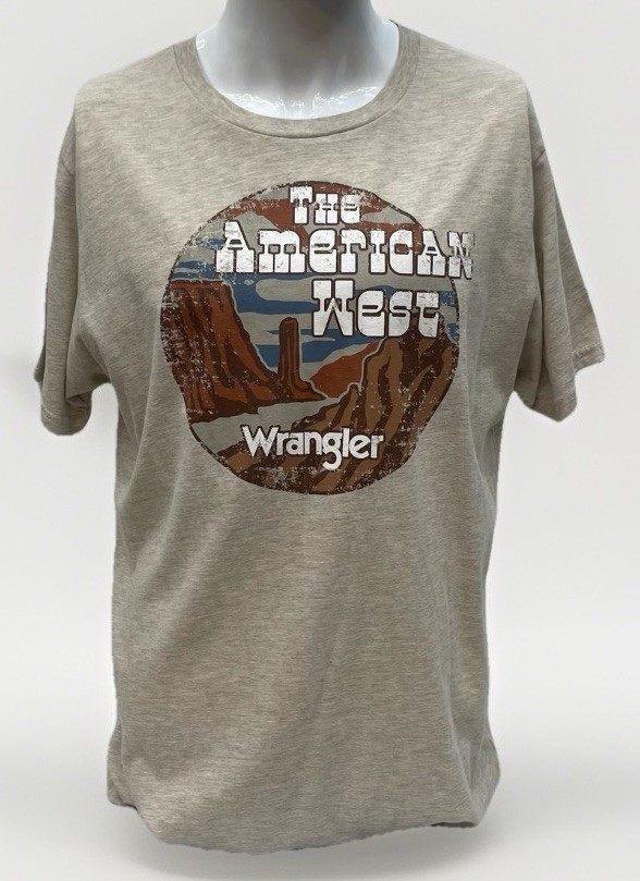 Wrangler Mens Graphic T Shirt Large L Beige The American West Desert Logo