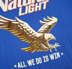 NATURAL LIGHT Beer Shirt Mens Medium Blue Brew Eagle Casual All We Do is Win NWT
