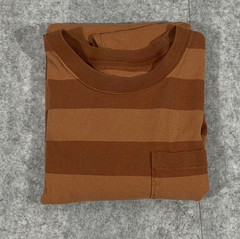 Patagonia Organic Cotton Mid-Weight Pocket Tee Shirt Brown Stripe Mens L Skate