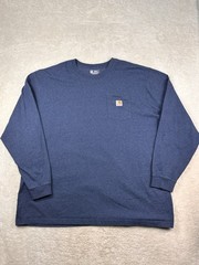 Carhartt K126 Men’s Heavyweight Long-Sleeve Pocket T-Shirt Blue 3XLT Loose Fit