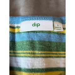 Dip Mens Striped Short Sleeve Crewneck T-Shirt Blue Green Yellow Large