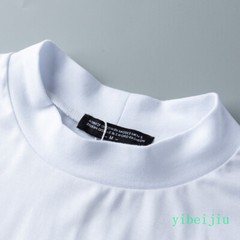 Fashion Summer Men’s Half High Collar Silk Cotton Short Sleeved T-shirt Slim Fit