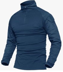 MAGCOMSEN Men’s Tactical Military Shirts 1/4 Zip Long Sleeve Shirt Pockets M