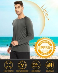 Men’s Long Sleeve Shirts UPF 50+ UV Sun Protection Athletic Shirt Run Rash Guard