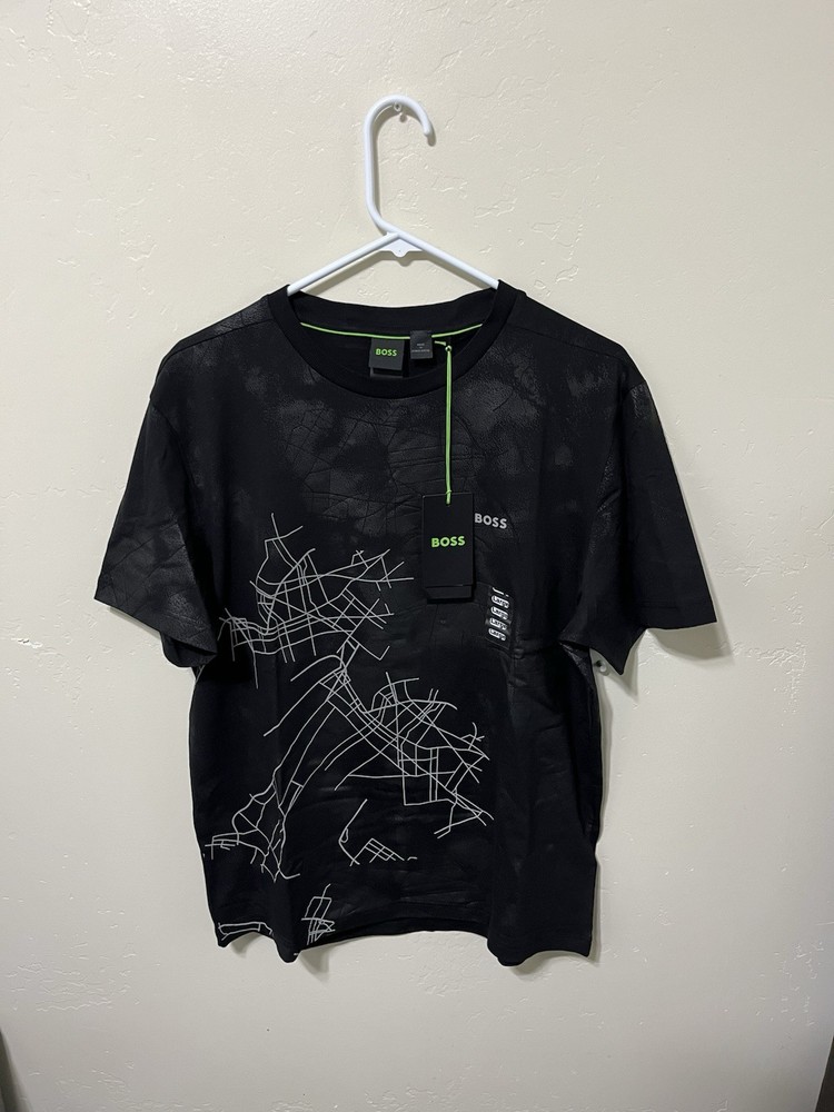 Hugo BOSS Men’s Decorative Reflective Relaxed-Fit T-Shirt Sz L 100% Authentic