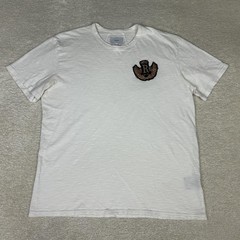 RHUDE Shirt Mens Large White Crest Patch Embroidered Slub Cotton Tee Streetwear