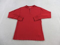 LL Bean Shirt Mens Medium Tall Red River Driver Henley Wool Blend Long Sleeve