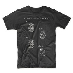 Yoda Patent T-Shirt.100% Cotton Star Wars Tee Comfy on Black White or Gray. NEW