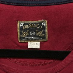 Diesel Men’s Pocket Tee Denim Pocket Short Sleeve Red Cotton Shirt Size Small S