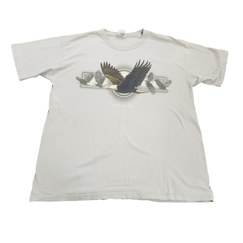Anvil Shirt Mens Large Beige Silverton Colorado Eagle Graphic Tee Wildlife