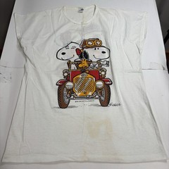 Vintage 70s 80s Snoopy Woodstock Peanuts Beagle Car Single Stitch Size XL