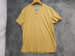 Tallwoods Shirt Mens L Yellow Henley Short Sleeve Polyester Spandex Jersey