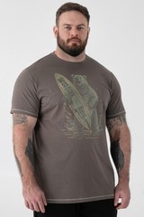 D555 SURFING BEAR PRINT T SHIRT – KHAKI BIG SIZE 2XL 3XL 4XL 5XL 6XL