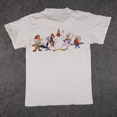 Vintage Looney Tunes Shirt Mens Medium White Double Sided Changes T Made USA 80s