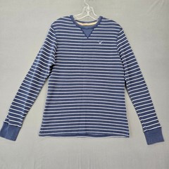 Ditch Plains Blue Shirt Striped Thermal Waffle Knit Long Sleeves Top Mens Size M