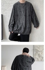 Men’s Distressed Hole Long Sleeve T-Shirt Hip Hop Oversized Harajuku Streetwear