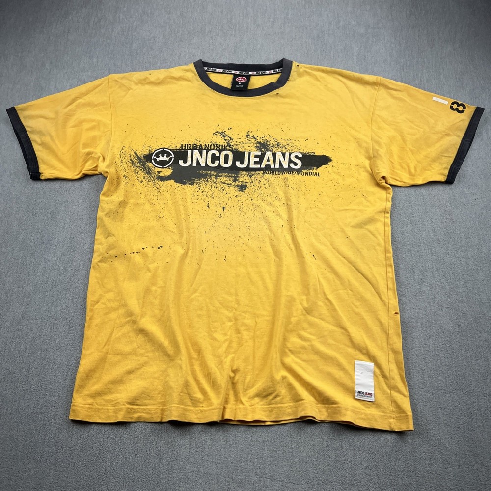 Vintage JNCO Jeans Urban Nomiks T-Shirt Mens XL Paint Splatter Thrashed USA Made