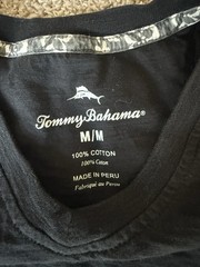 Tommy Bahama Men’s Solid V-Neck SS Cotton Knit Marlin Logo Tee M Black Green