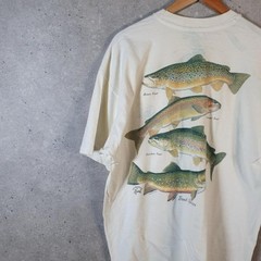 Vintage Hanes T.S.F. Organics Trout Fish Single Stitch TShirt Men XL C31760