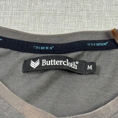 Buttercloth T-Shirt Mens M Gray Henley Short Sleeve Jersey Cotton Stretch Pocket