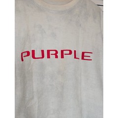 PURPLE BRAND T-Shirt Mens Medium Silver-Effect Textured Knit Logo Tee Streetwear