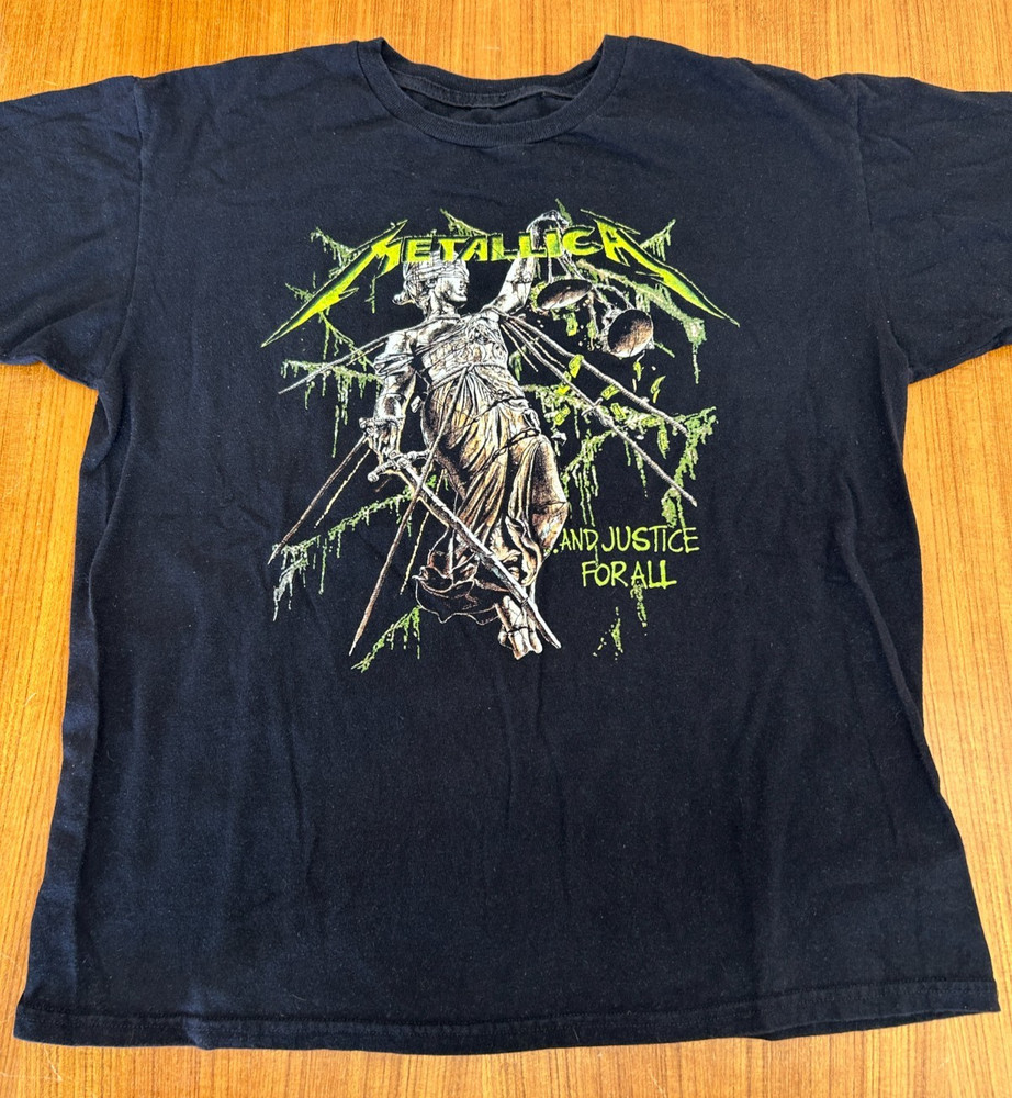 Metallica And Justice For All Shirt Mens Large L Black Band Tee Blackout Merch