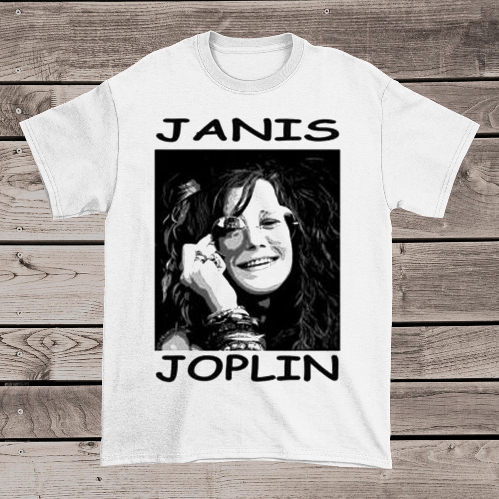 Collection Janis Joplin Basic Short Sleeve White All Size Unisex T-Shirt