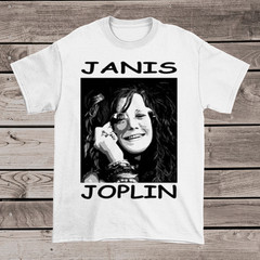 Collection Janis Joplin Basic Short Sleeve White All Size Unisex T-Shirt