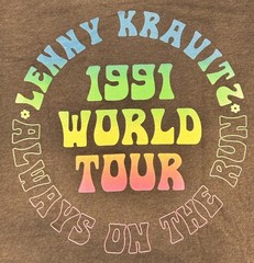 Lenny Kravitz “On The Run” Size L, 1991 Tour Graphic TShirt, ‘Screen Stars Best’