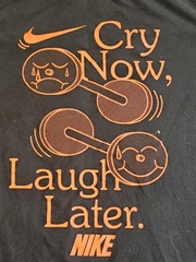 Nike Dri Fit Laugh Now Cry Later weight lifting training Large Shirt Black