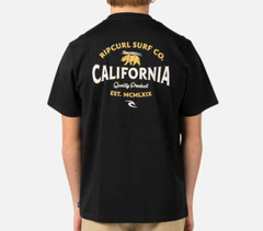 RIP CURL Men’s S/S T-Shirt BIG CALI BEAR PREMIUM – Black – Medium – NWT